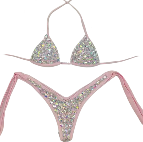 Pink Rhinestone Bathing Suit Lachelle Music 