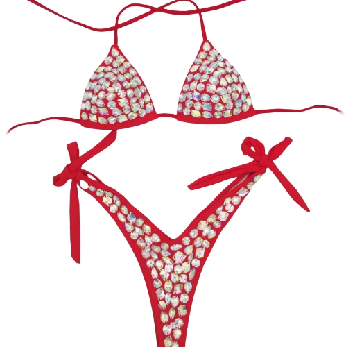 Red Rhinestone Bathing Suit Lachelle Music 