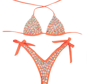 Orange Rhinestone Bathing Suit Lachelle Music 