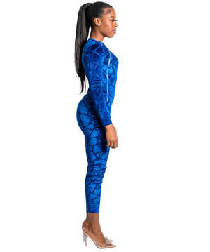 Blue velvet jumpsuit
