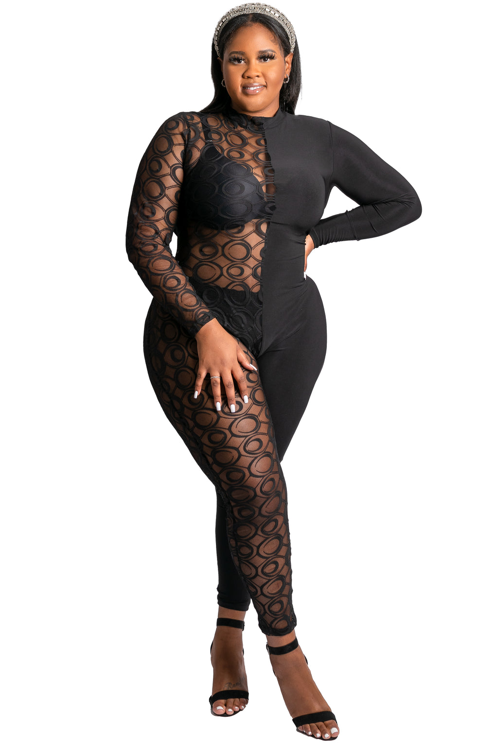 Two Toned Sheer Jumpsuit