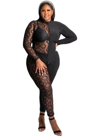 Two Toned Sheer Jumpsuit
