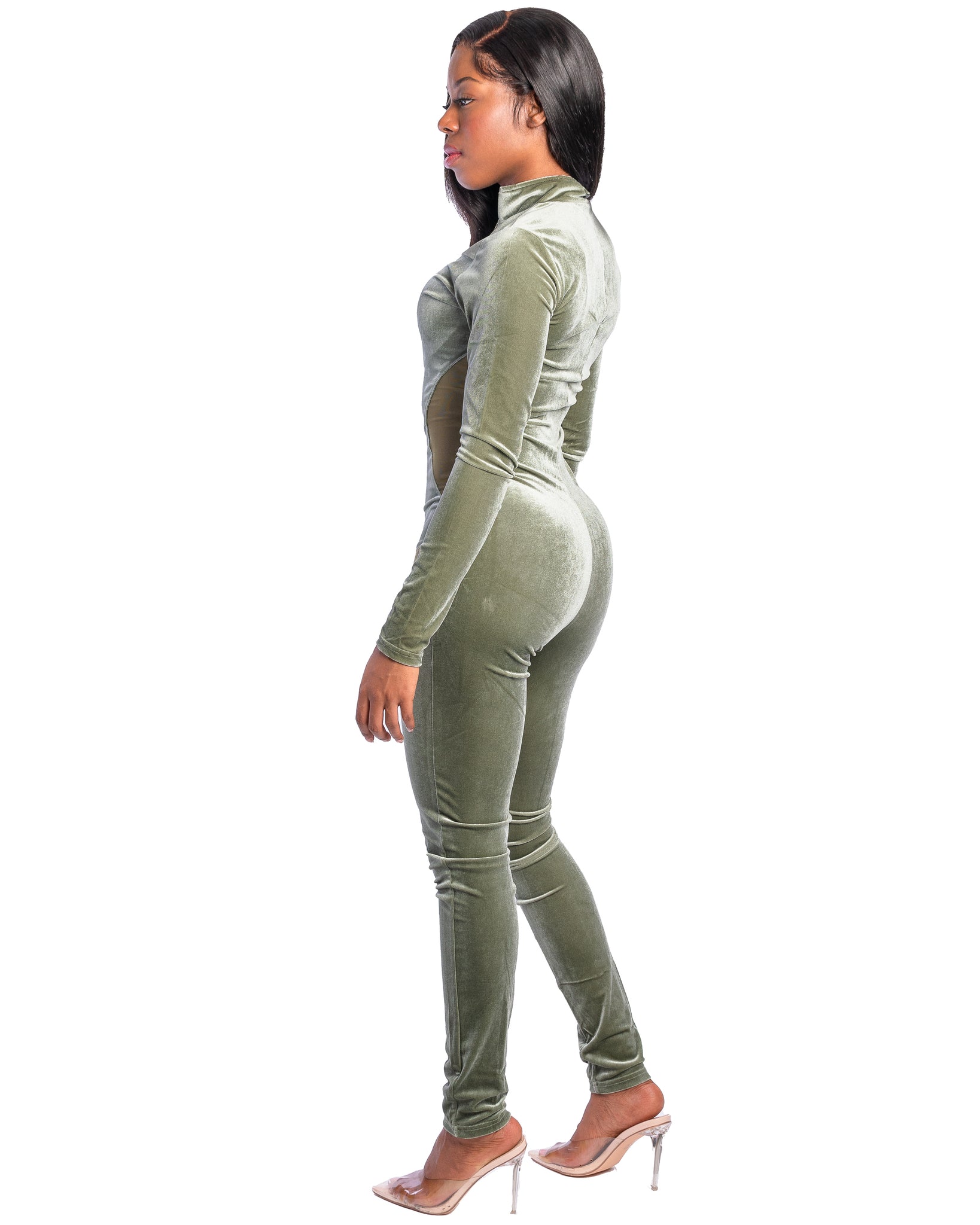 Olive Velvet Jumpsuit