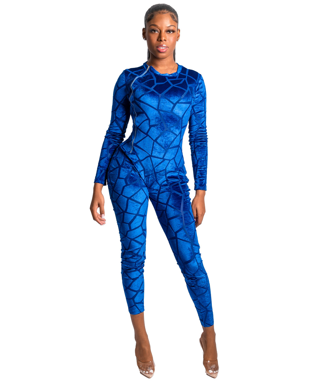 Blue velvet jumpsuit