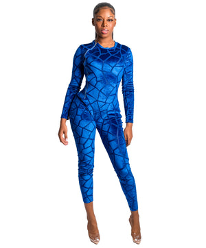Blue velvet jumpsuit