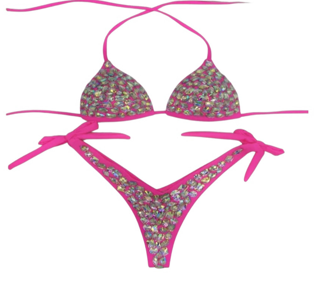 Hot Pink Rhinestone Bathing Suit