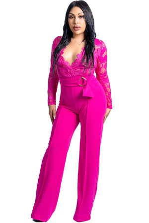 Lady Like Fuchsia Pink Jumpsuit